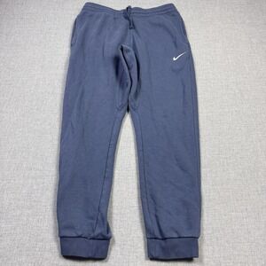 Nike Sweatpants Mens L Blue Fleece Jogger Drawstring Pockets Swoosh 31in